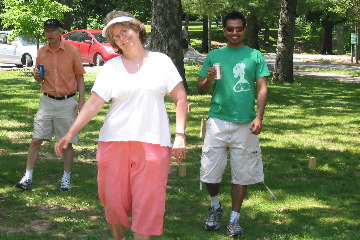 Kubb game in progress
