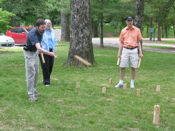 Kubb game in progress