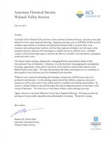 welcome letter from Wabash Chair Richard W Fitch