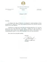 welcome letter from Governor Jay Nixon