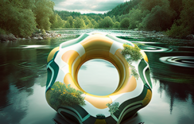 A floaty shaped like a benzene ring