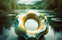 A floaty shaped like a benzene ring
